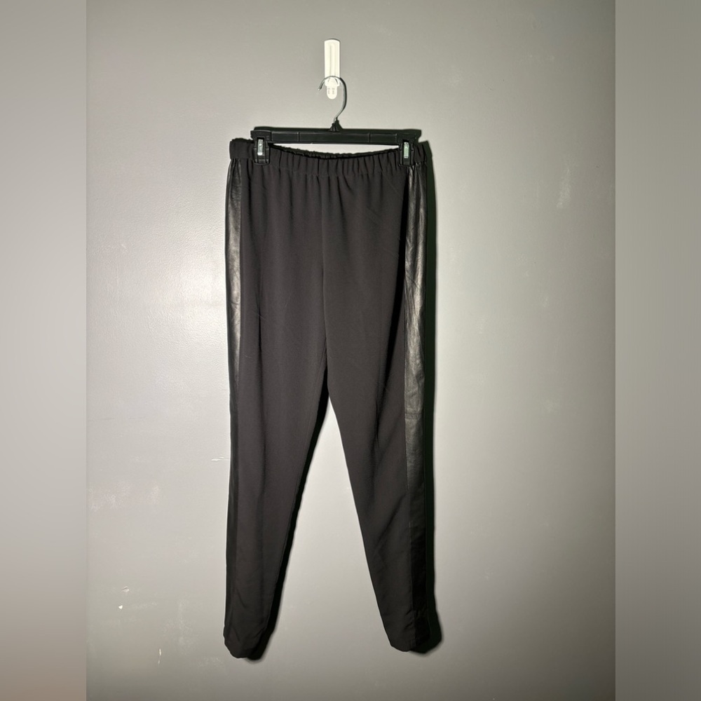 Alice+Olivia Pull On Lamb Leather Trim Skinny Pants Size 2